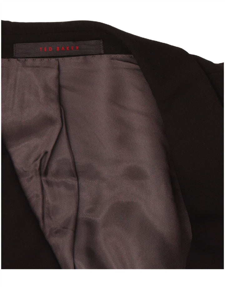 Ted Baker Herren-Blazer mit 3 Knöpfen, US 42 XL, schwarze Schurwolle