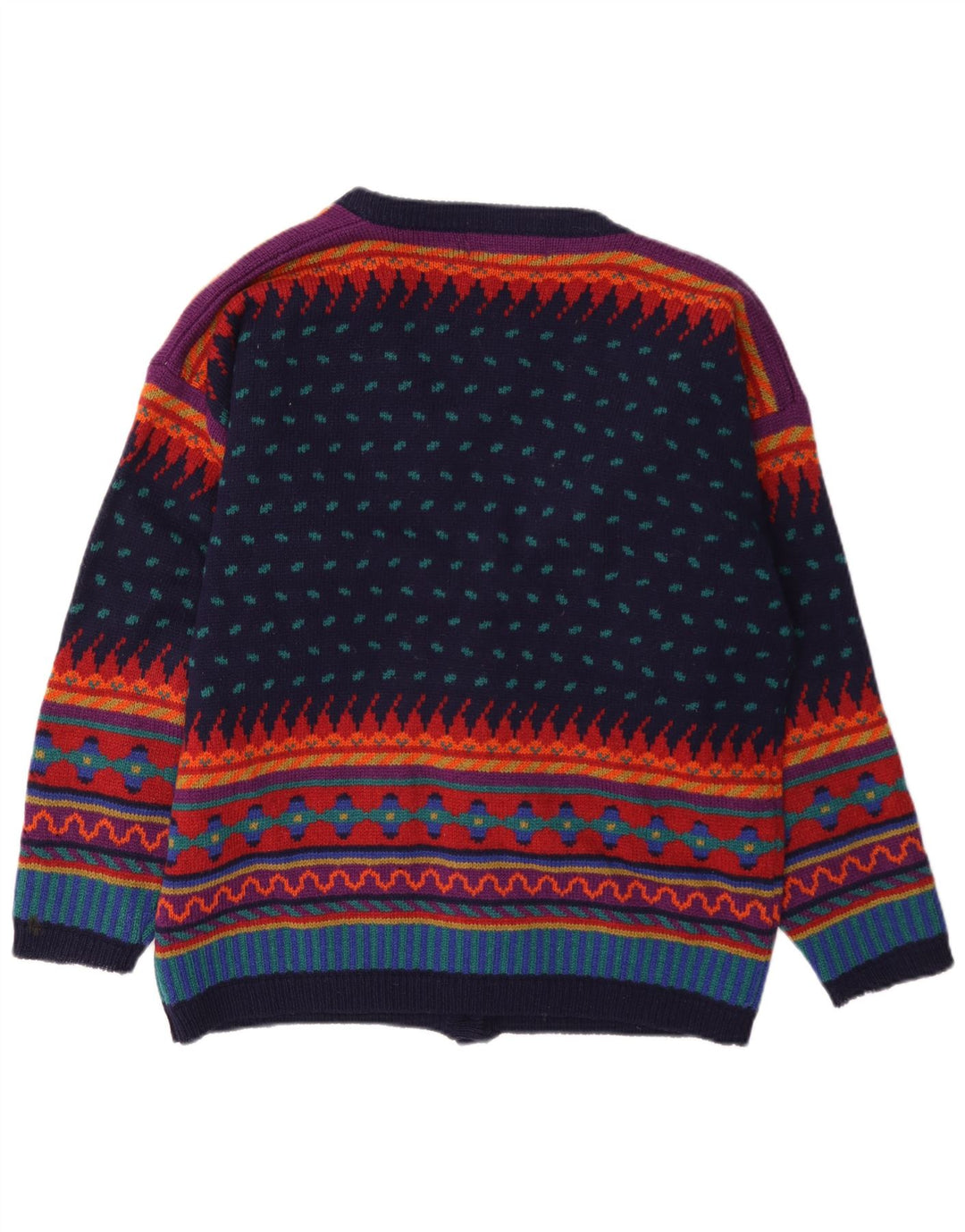 Tulchan Damen-Cardigan-Pullover UK 14 Medium Mehrfarbige geometrische Wolle