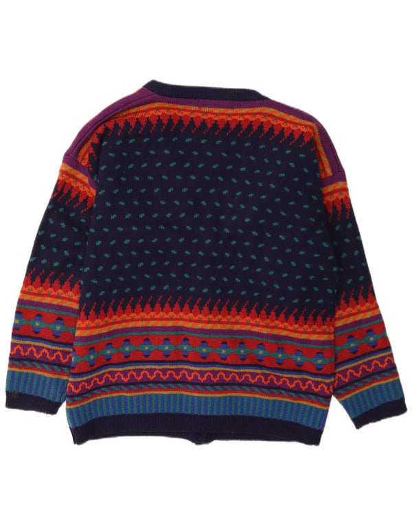 Tulchan Damen-Cardigan-Pullover UK 14 Medium Mehrfarbige geometrische Wolle