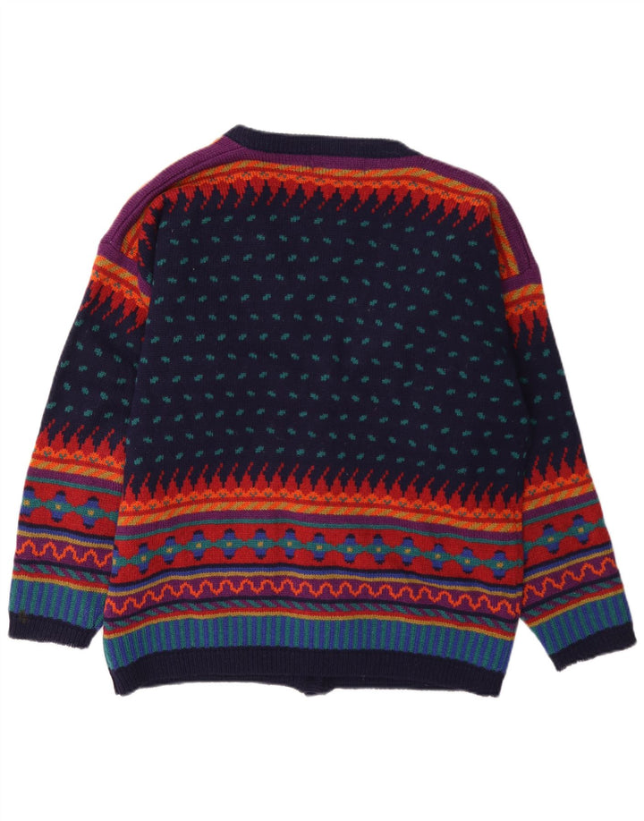 Tulchan Damen-Cardigan-Pullover UK 14 Medium Mehrfarbige geometrische Wolle