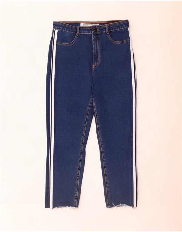 Zara Damen Trafaluc verkürzte Jeans EU 44 XL W34 L24 Blauer Farbblock