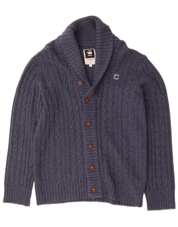 G-Star Herren-Strickjacke, groß, marineblaue Wolle