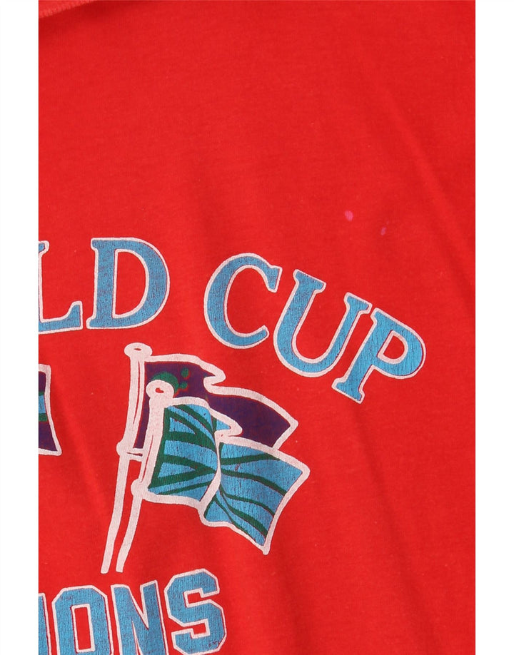 Vintage Damen Übergroßes grafisches T-Shirt-Kleid IT 42 Mittelrote Baumwolle