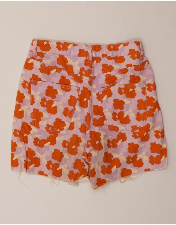 Zara Herren-Jeansshorts, EU 36, XS, W26, mehrfarbige Blumen-Baumwolle