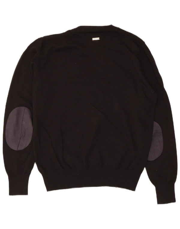Bikkembergs Womens V-Neck Jumper Sweater UK 14 Medium Black Virgin Wool