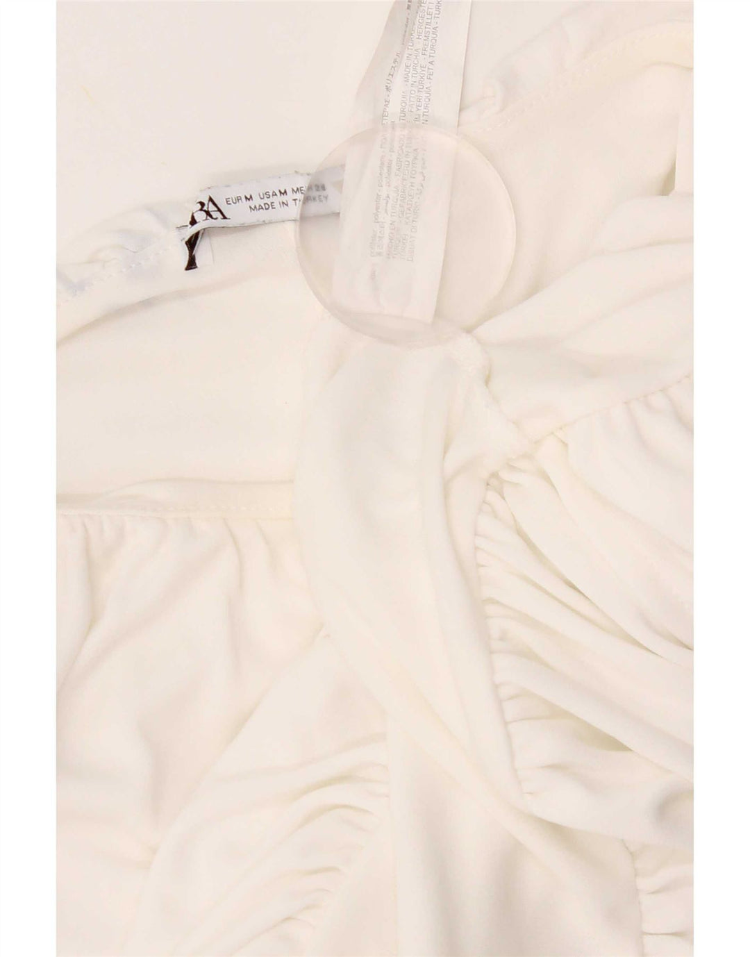 Zara Damen Ärmelloses Crop Top UK 12 Mittelweißes Polyester
