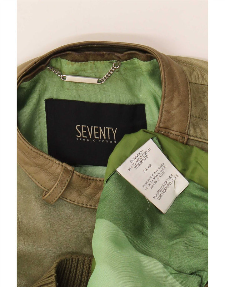 Seventy Damen Lederjacke IT 42 Mittelgrünes Leder