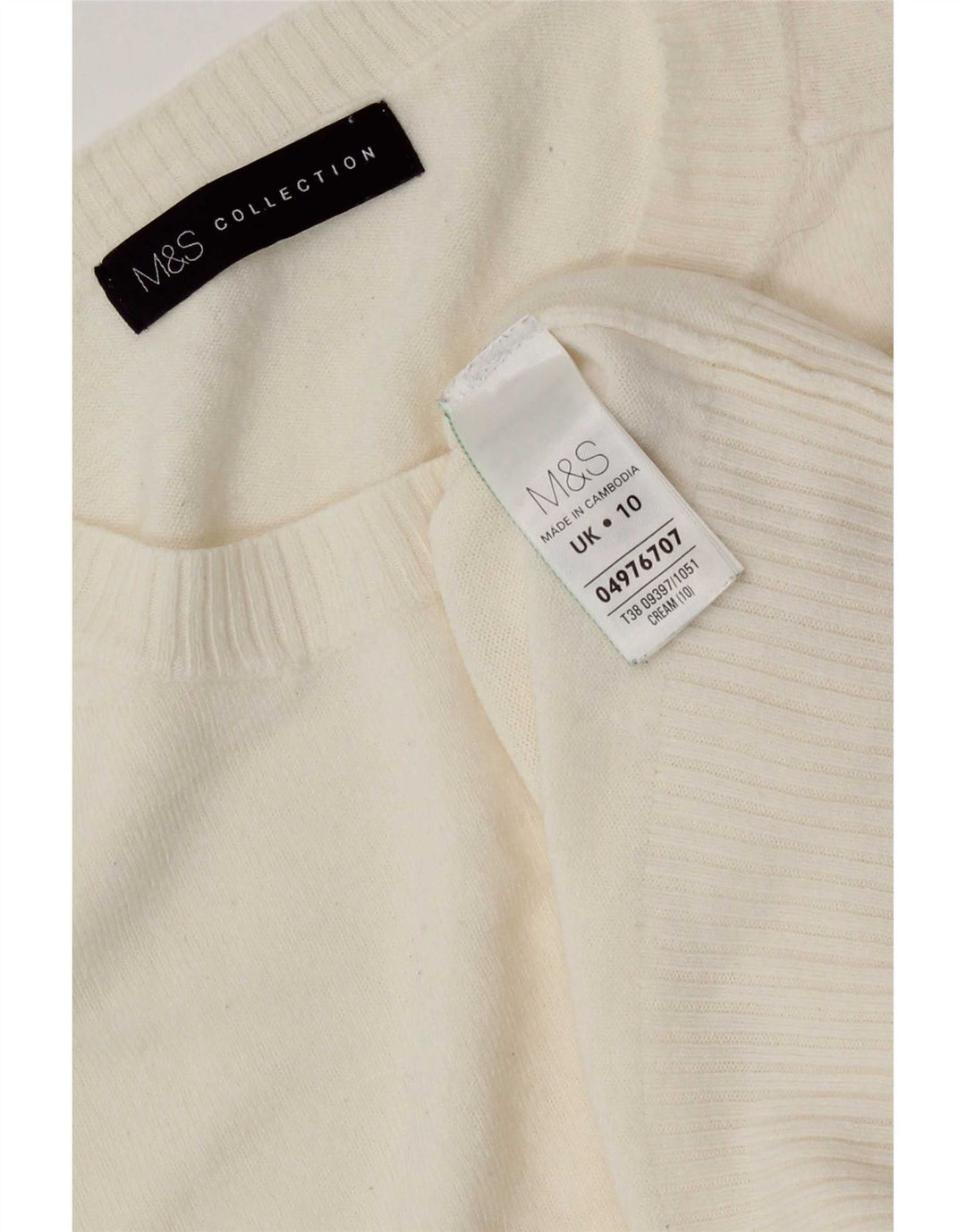 Marks & Spencer Damen-Pullover mit Rundhalsausschnitt, Gr. 10, Größe S, gebrochenes Weiß