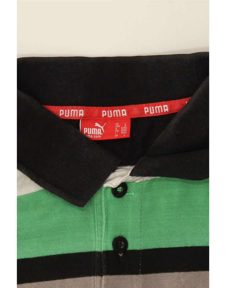 PUMA Mens Polo Shirt Large Multicoloured Striped Vintage Puma and Second-Hand Puma from Messina Hembry 