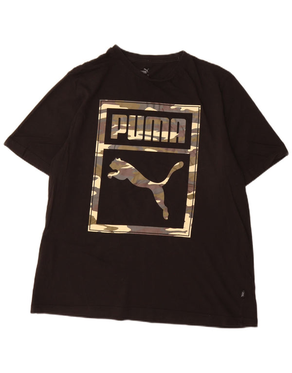 Puma Herren Grafik T-Shirt Top XL Schwarz Baumwolle