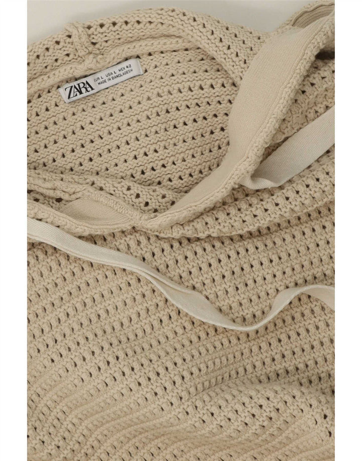 Zara Herren-Pullover mit Kapuze, groß, Beige