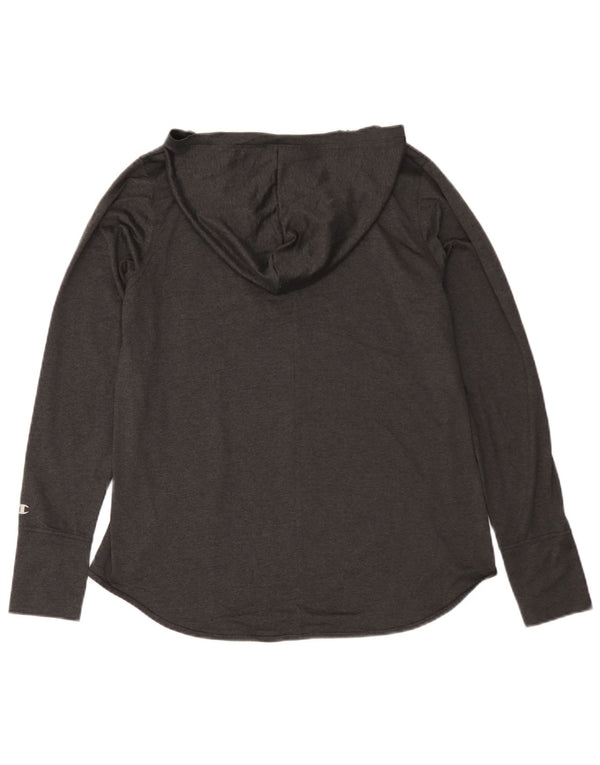 Champion Womens Hooded Graphic Top Langarm UK 16 Large Grau