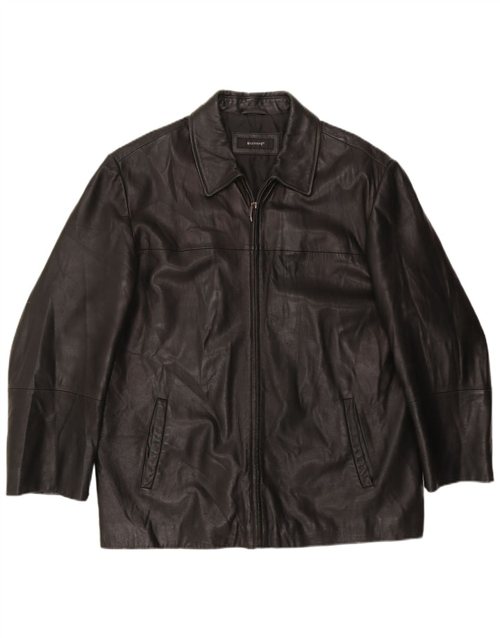 Milestone Herren Lederjacke EU 56 3XL Schwarzes Leder