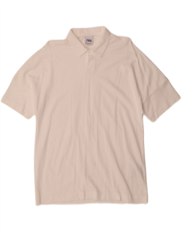 Zara Herren-Poloshirt aus mittelweißer Baumwolle