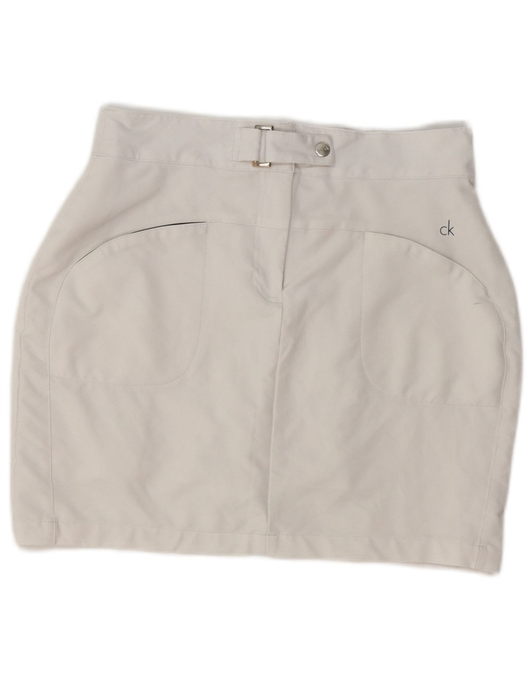 Calvin Klein Damen Minirock UK 10 Small W28 Weiß Polyester
