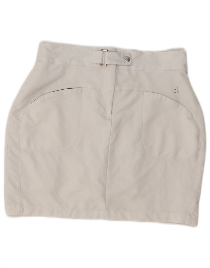 Calvin Klein Damen Minirock UK 10 Small W28 Weiß Polyester