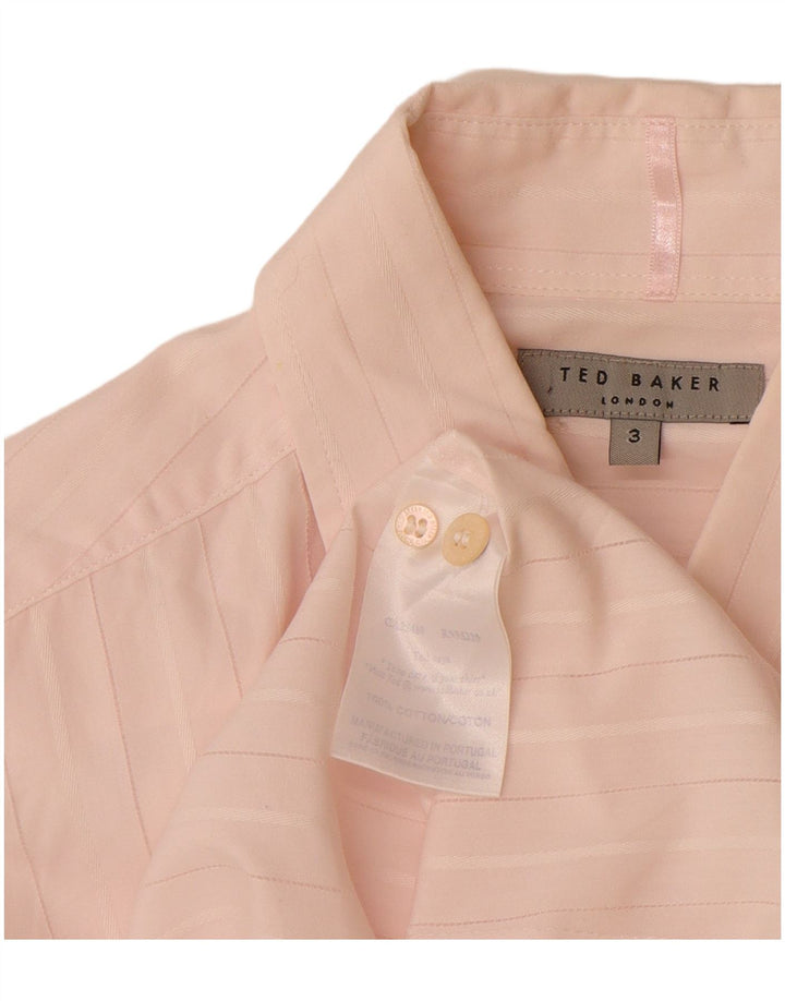 Ted Baker Herrenhemd, Größe 3, mittelrosa, gestreift, Baumwolle