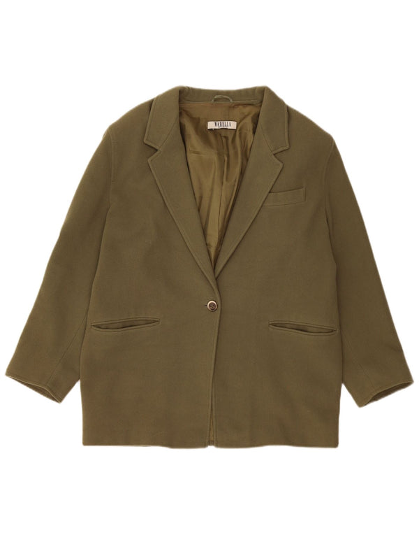 Marella Damen-Blazerjacke mit 1 Knopf, UK 16, Größe L, Khaki, Kaschmir