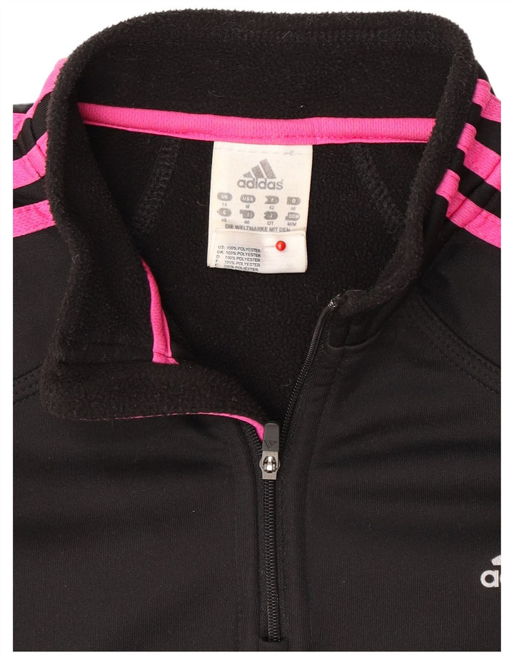 Adidas Damen-Pullover-Trainingsanzugoberteil mit Reißverschluss, UK 14, Mittelschwarzes Polyester