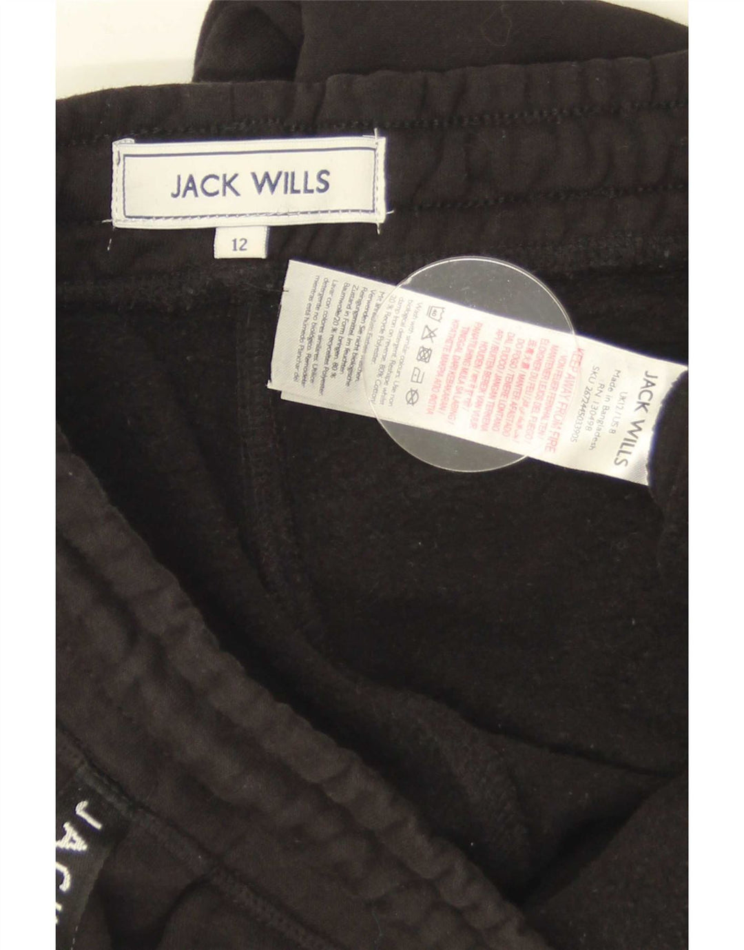 Jack Wills Damen-Trainingsanzughose mit grafischem Muster, Größe M, Schwarz