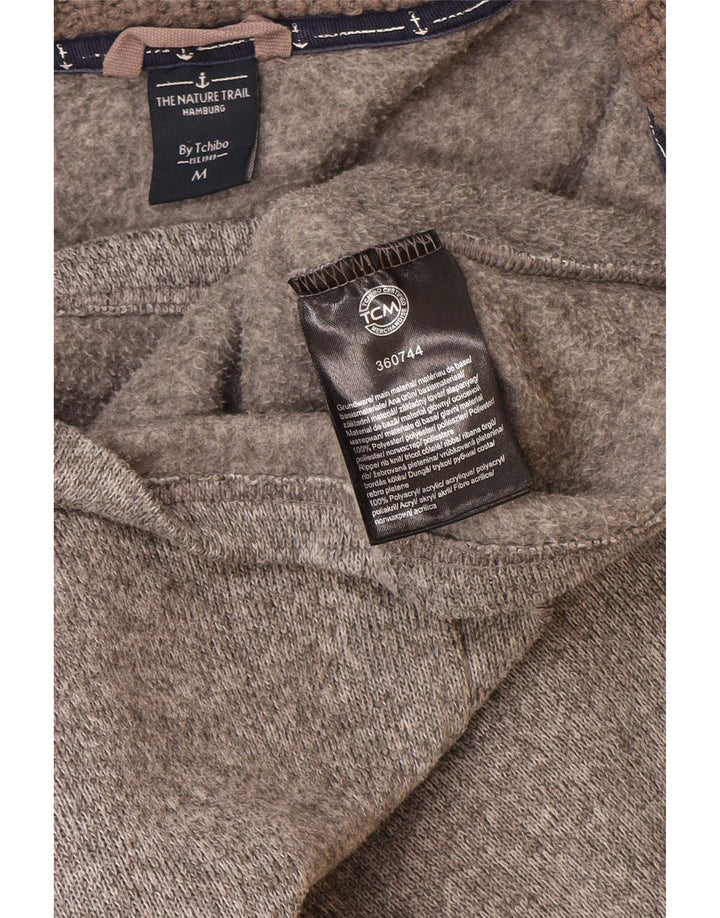 VINTAGE Damen Longline Zip Hoodie Pullover UK 14 Mittelgraues Polyester