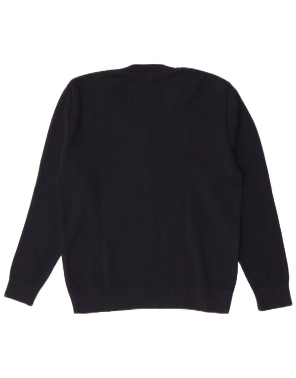 Vintage Damen Pullover mit V-Ausschnitt IT 42 Medium Navy Blue