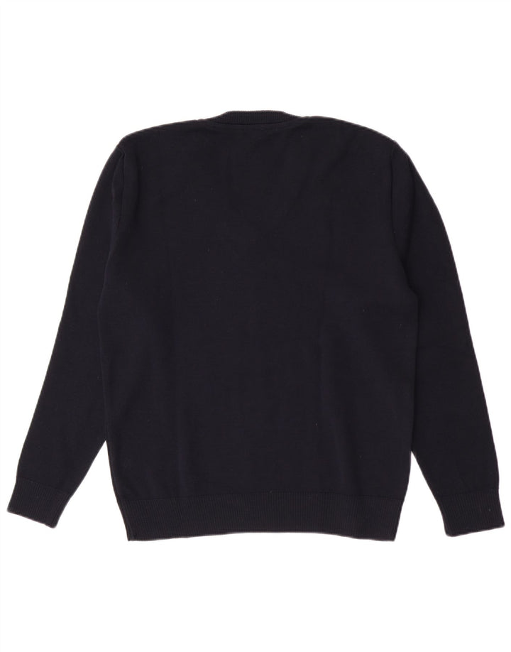 Vintage Damen Pullover mit V-Ausschnitt IT 42 Medium Navy Blue