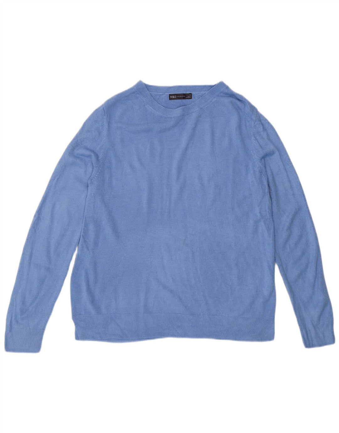 MARKS & SPENCER Damen-Pullover mit U-Boot-Ausschnitt, UK 16, Größe L, blau, Acryl