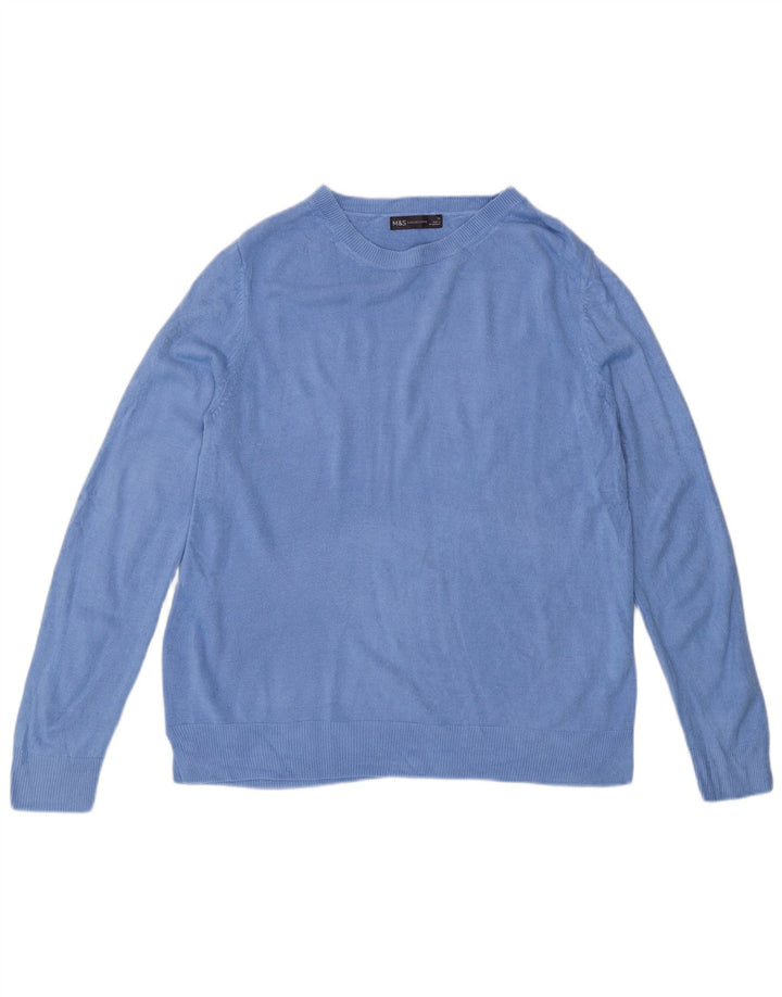 MARKS & SPENCER Damen-Pullover mit U-Boot-Ausschnitt, UK 16, Größe L, blau, Acryl