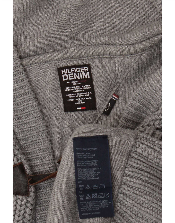 Tommy Hilfiger Herren-Strickjacke mit Kapuze, mittelgraue Baumwolle