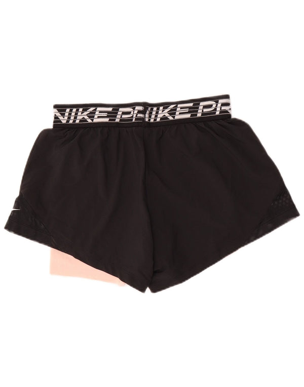 Nike Damen Dri Fit Graphic Sport Shorts UK 14 Mittelschwarz Farbblock