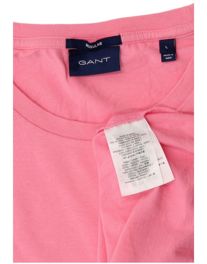Gant Herren Regular T-Shirt Top Large Rosa Baumwolle