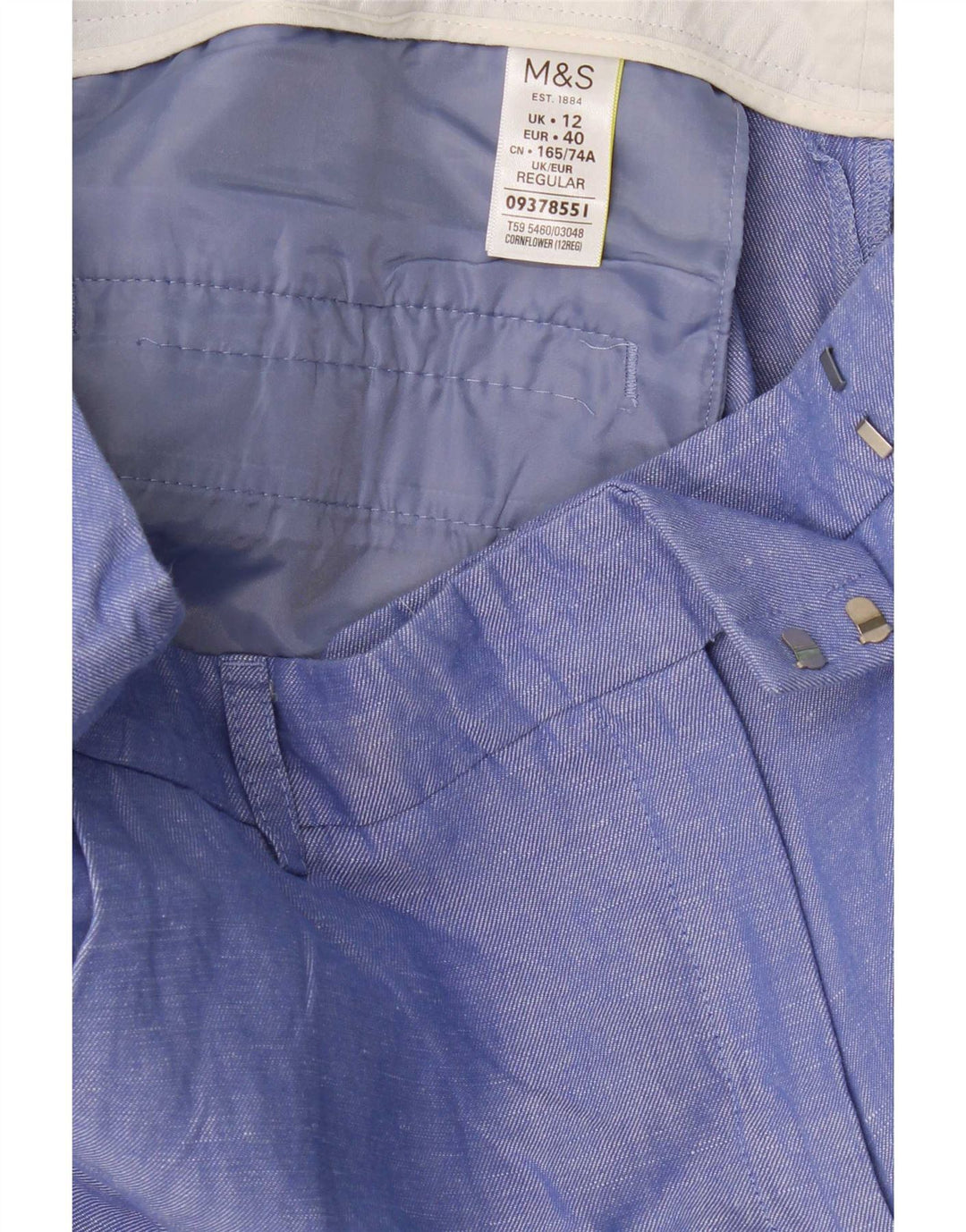 Marks & Spencer Damen Regular-Cropped-Hose UK 12 Medium W32 L26 Blau