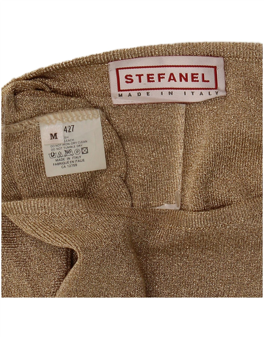 Stefanel Damen Übergroßes Top Langarm UK 14 Medium Gold Cupro
