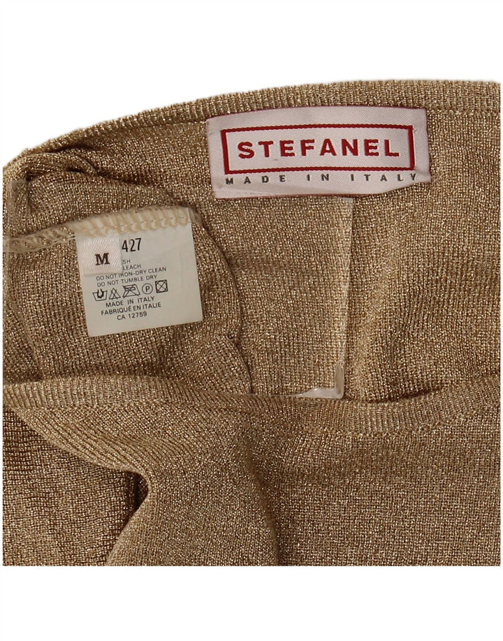 Stefanel Damen Übergroßes Top Langarm UK 14 Medium Gold Cupro