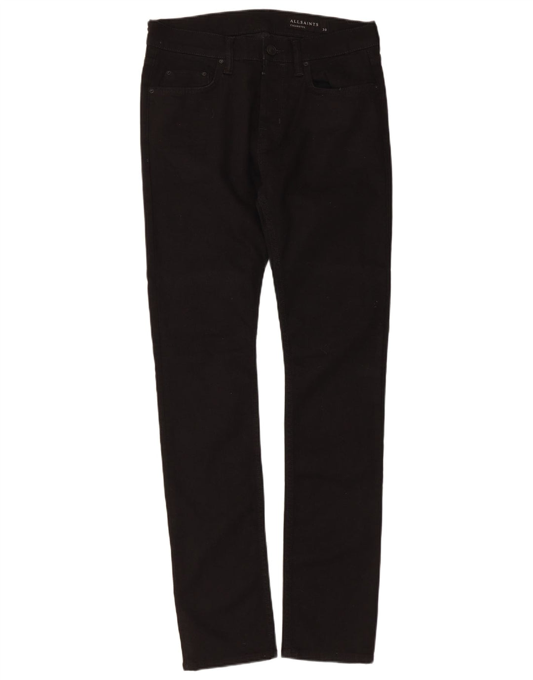 All Saints Herren-Zigaretten-Slim-Jeans, W30, L31, schwarze Baumwolle