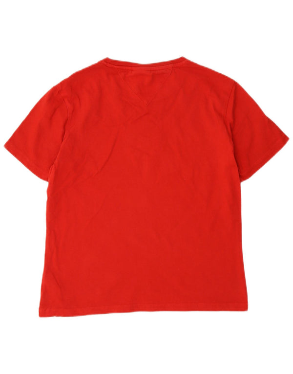 Tommy Hilfiger Damen Kurzarm-T-Shirt mit Grafik, UK 10, Größe S, Rot