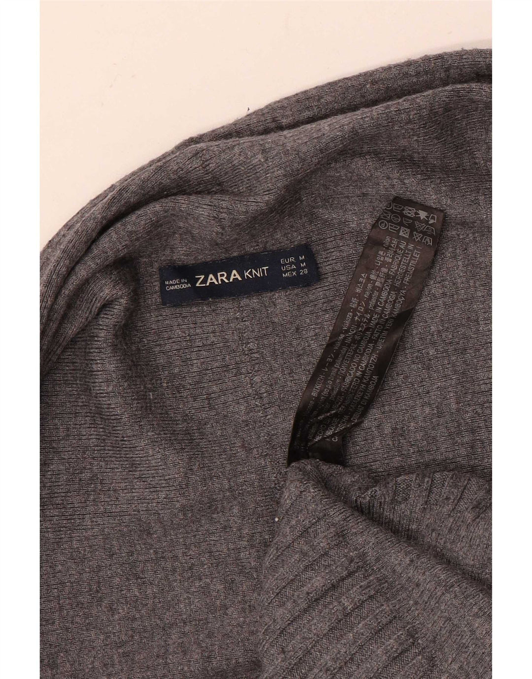 Asymmetrischer, offener Cardigan-Pullover von Zara für Damen, UK 14, mittelgraue Viskose