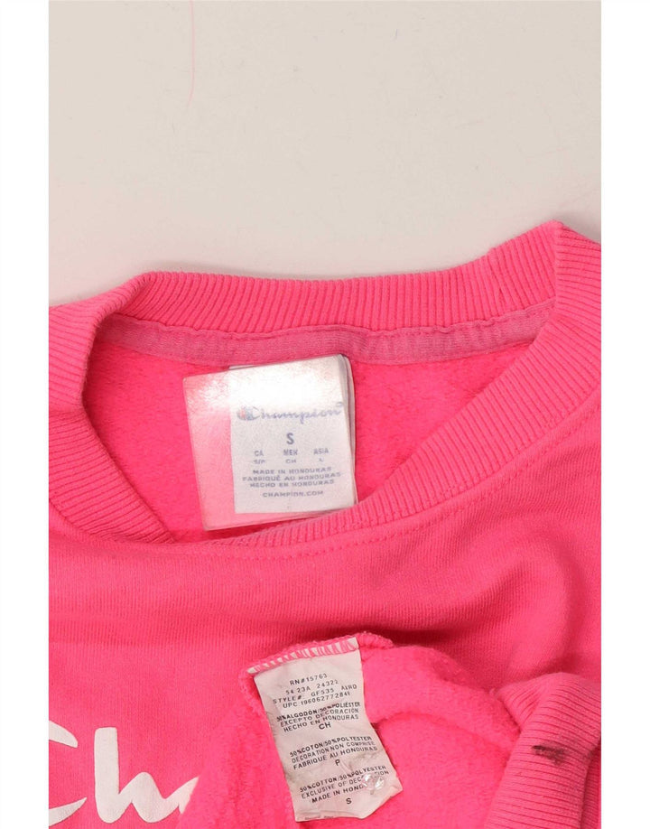 Champion Womens Graphic Oversized Sweatshirt Pullover UK 10 Small Rosa Baumwolle