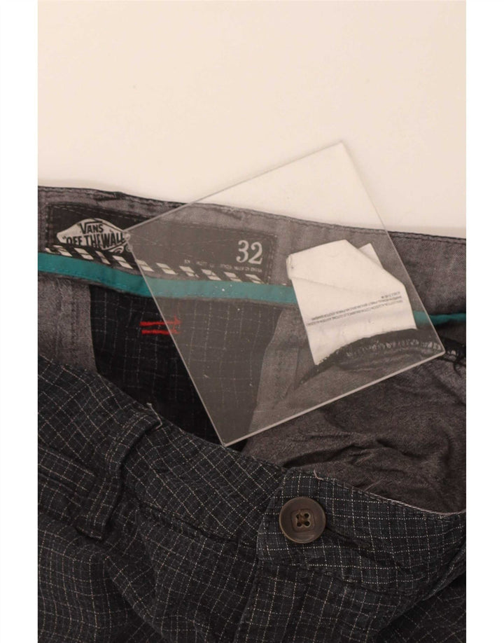 Vans Herren Chinoshorts W32 Mittelschwarz karierte Baumwolle