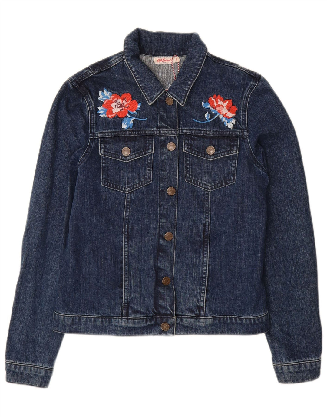 Cath Kidston Damen-Jeansjacke, Größe S, Marineblau, Baumwolle, Blumenmuster, UK 8