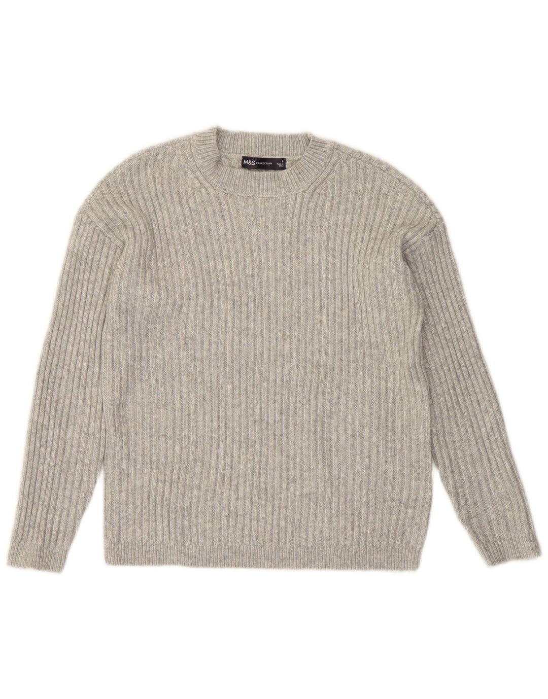 Marks & Spencer Damen-Pullover mit Rundhalsausschnitt, Rundhalsausschnitt, Gr. 10, Größe S, Grau