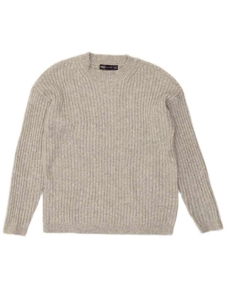 Marks & Spencer Damen-Pullover mit Rundhalsausschnitt, Rundhalsausschnitt, Gr. 10, Größe S, Grau