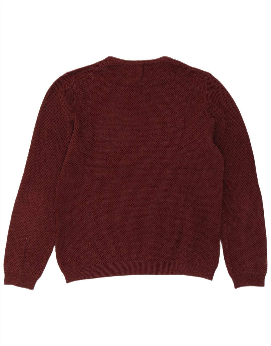 REISS Herren-Pullover mit Rundhalsausschnitt, mittlere kastanienbraune Baumwolle