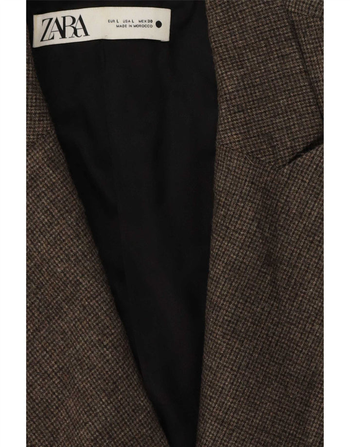 Zweireihiger Blazer für Damen von Zara, Gr. 46, Braun, Hahnentrittmuster