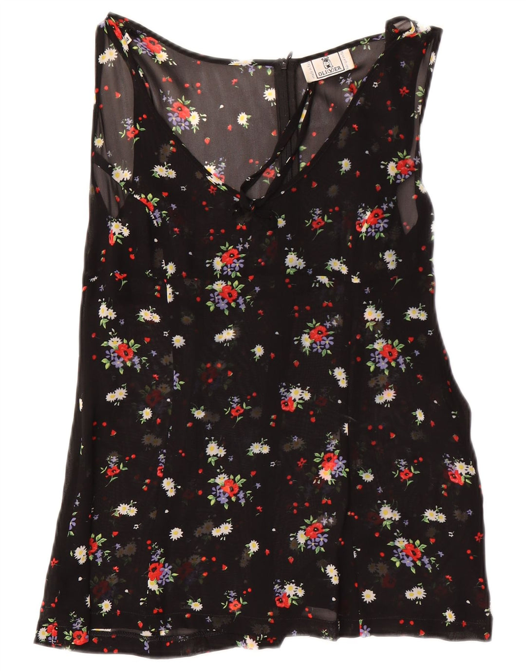 Oliver By Valentino Damen ärmelloses Blusenoberteil IT 44 Mittelschwarz geblümt