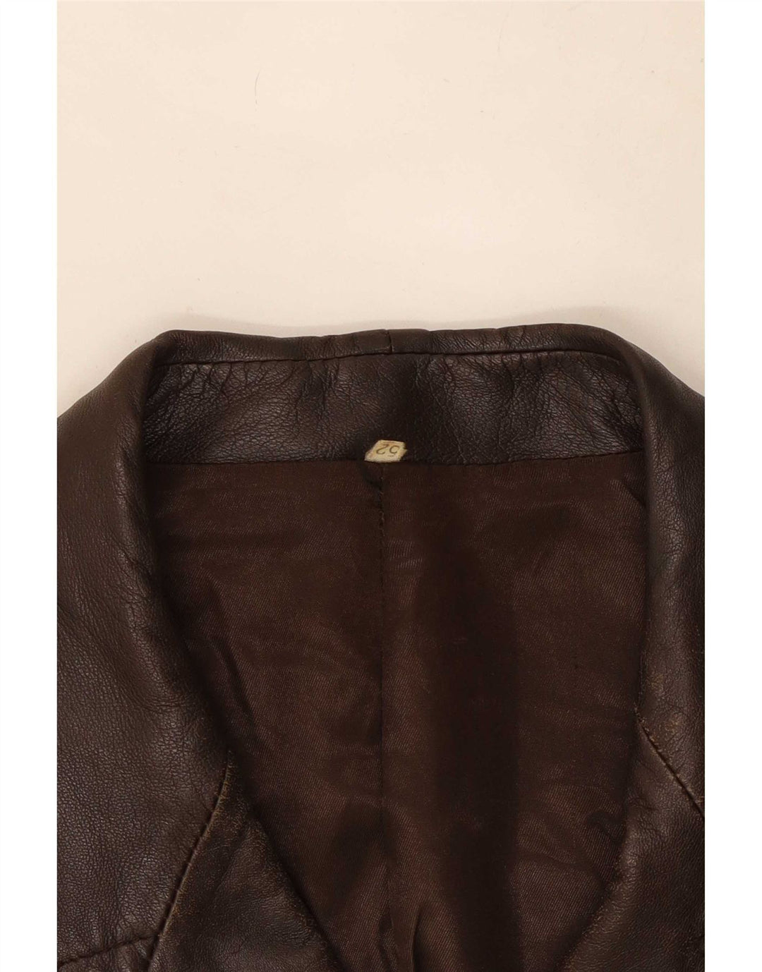 Vintage Womens Military Leather Jacket IT 52 2XL Brown