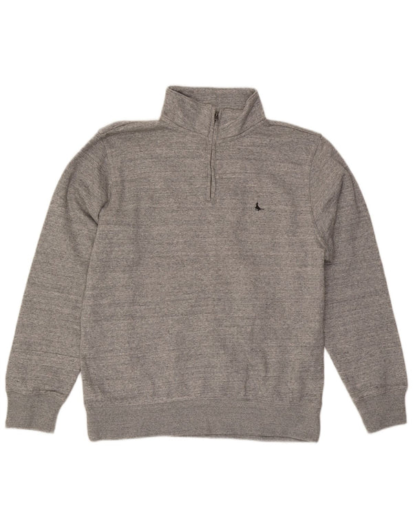 Jack Wills Mens Zip Neck Classic Fit Sweatshirt Jumper Large Grey Flecked