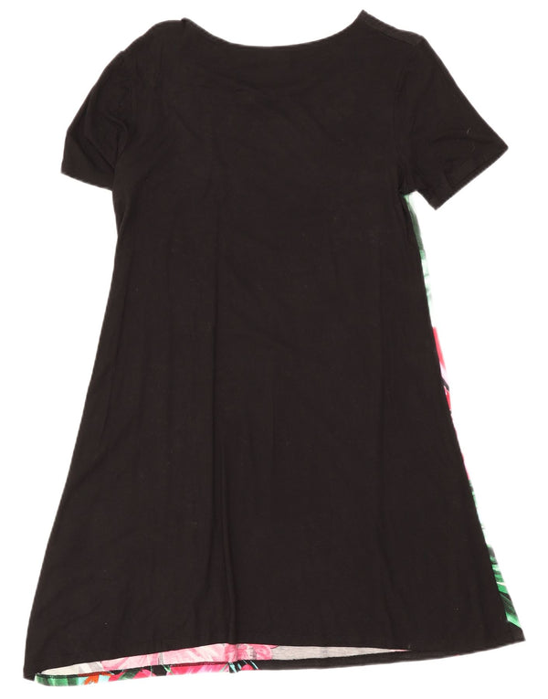 Desigual Damen A-Linien-Kleid UK 14 Large Schwarz geblümt