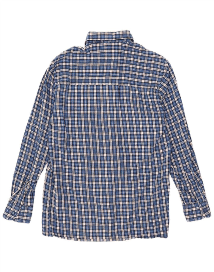 Follie Herren-Flanellhemd, Größe 39/40, mittelblau karierte Baumwolle
